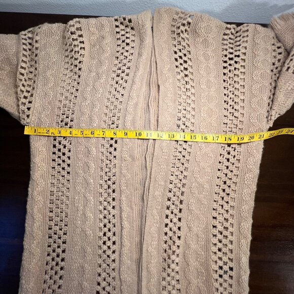 Oversized Slouchy Fringe Long Granola Crochet Sweater Chunky Brown Indie Boho - Picture 10 of 12